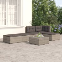 vidaXL 5-tlg. Garten-Lounge-Set mit Kissen Grau Poly Rattan