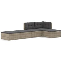 vidaXL 5-tlg. Garten-Lounge-Set mit Kissen Grau Poly Rattan