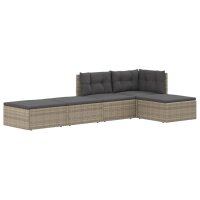 vidaXL 5-tlg. Garten-Lounge-Set mit Kissen Grau Poly Rattan