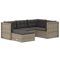 vidaXL 5-tlg. Garten-Lounge-Set mit Kissen Grau Poly Rattan