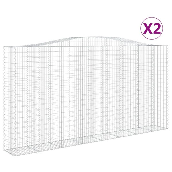 vidaXL Gabionen mit Hochbogen 2 Stk. 400x50x200/220cm Verzinktes Eisen