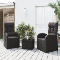 vidaXL 3-tlg. Garten-Lounge-Set Schwarz Poly Rattan &...