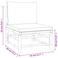 vidaXL 7-tlg. Garten-Lounge-Set mit Taupe Kissen Bambus