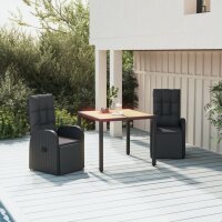 vidaXL 3-tlg. Garten-Essgruppe Schwarz Poly Rattan &...