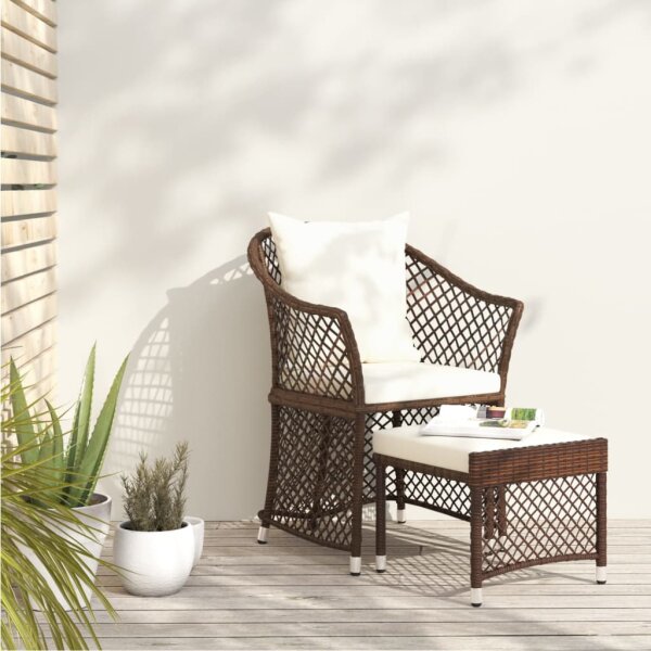 vidaXL 2-tlg. Garten-Lounge-Set mit Kissen Braun Poly Rattan