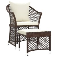 vidaXL 2-tlg. Garten-Lounge-Set mit Kissen Braun Poly Rattan