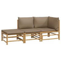 vidaXL 3-tlg. Garten-Lounge-Set mit Taupe Kissen Bambus