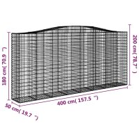 vidaXL Gabionen mit Hochbogen 10Stk. 400x50x180/200cm Verzinktes Eisen