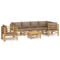 vidaXL 7-tlg. Garten-Lounge-Set mit Taupe Kissen Bambus