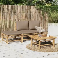 vidaXL 4-tlg. Garten-Lounge-Set mit Taupe Kissen Bambus