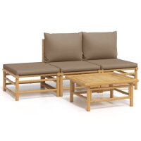 vidaXL 4-tlg. Garten-Lounge-Set mit Taupe Kissen Bambus