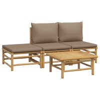 vidaXL 4-tlg. Garten-Lounge-Set mit Taupe Kissen Bambus