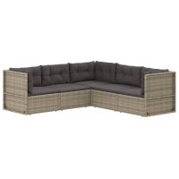 vidaXL 5-tlg. Garten-Lounge-Set mit Kissen Grau Poly Rattan