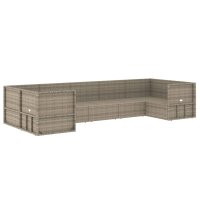 vidaXL 7-tlg. Garten-Lounge-Set mit Kissen Grau Poly Rattan