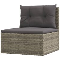 vidaXL 7-tlg. Garten-Lounge-Set mit Kissen Grau Poly Rattan