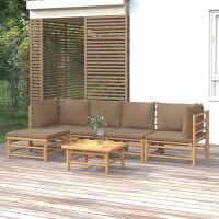 vidaXL 6-tlg. Garten-Lounge-Set mit Kissen Taupe Bambus