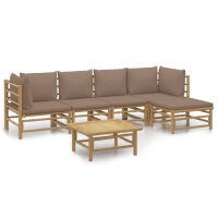 vidaXL 6-tlg. Garten-Lounge-Set mit Kissen Taupe Bambus