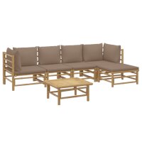 vidaXL 6-tlg. Garten-Lounge-Set mit Kissen Taupe Bambus