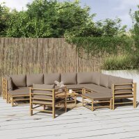 vidaXL 12-tlg. Garten-Lounge-Set mit Kissen Taupe Bambus