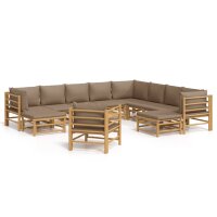 vidaXL 12-tlg. Garten-Lounge-Set mit Kissen Taupe Bambus