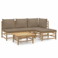 vidaXL 5-tlg. Garten-Lounge-Set mit Kissen Taupe Bambus