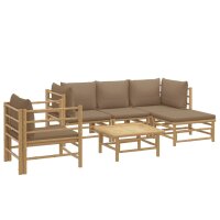 vidaXL 6-tlg. Garten-Lounge-Set mit Kissen Taupe Bambus