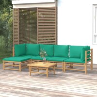 vidaXL 6-tlg. Garten-Lounge-Set mit Grünen Kissen...