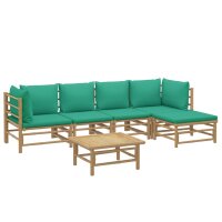 vidaXL 6-tlg. Garten-Lounge-Set mit Gr&uuml;nen Kissen Bambus