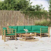 vidaXL 7-tlg. Garten-Lounge-Set mit Grünen Kissen...