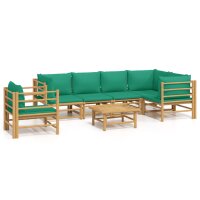 vidaXL 7-tlg. Garten-Lounge-Set mit Grünen Kissen...