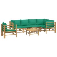 vidaXL 7-tlg. Garten-Lounge-Set mit Gr&uuml;nen Kissen Bambus