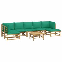 vidaXL 8-tlg. Garten-Lounge-Set mit Gr&uuml;nen Kissen Bambus