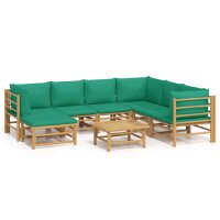 vidaXL 8-tlg. Garten-Lounge-Set mit Gr&uuml;nen Kissen Bambus