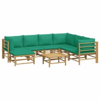 vidaXL 8-tlg. Garten-Lounge-Set mit Gr&uuml;nen Kissen Bambus