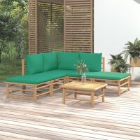 vidaXL 6-tlg. Garten-Lounge-Set mit Grünen Kissen...