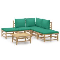 vidaXL 6-tlg. Garten-Lounge-Set mit Grünen Kissen...