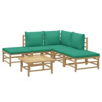 vidaXL 6-tlg. Garten-Lounge-Set mit Gr&uuml;nen Kissen Bambus