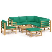 vidaXL 8-tlg. Garten-Lounge-Set mit Gr&uuml;nen Kissen Bambus