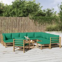 vidaXL 12-tlg. Garten-Lounge-Set mit Gr&uuml;nen Kissen Bambus