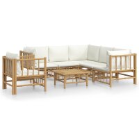 vidaXL 7-tlg. Garten-Lounge-Set mit Cremewei&szlig;en Kissen Bambus