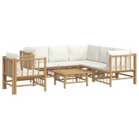 vidaXL 7-tlg. Garten-Lounge-Set mit Cremewei&szlig;en Kissen Bambus