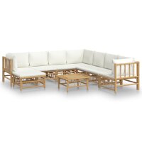 vidaXL 9-tlg. Garten-Lounge-Set mit Cremewei&szlig;en Kissen Bambus