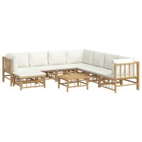 vidaXL 9-tlg. Garten-Lounge-Set mit Cremewei&szlig;en Kissen Bambus