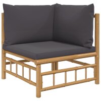 vidaXL 4-tlg. Garten-Lounge-Set mit Dunkelgrauen Kissen Bambus