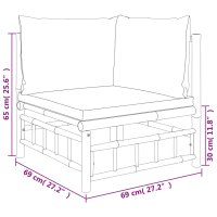 vidaXL 4-tlg. Garten-Lounge-Set mit Dunkelgrauen Kissen Bambus