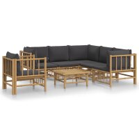 vidaXL 7-tlg. Garten-Lounge-Set mit Dunkelgrauen Kissen Bambus