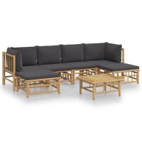 vidaXL 7-tlg. Garten-Lounge-Set mit Dunkelgrauen Kissen Bambus