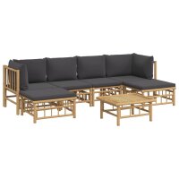 vidaXL 7-tlg. Garten-Lounge-Set mit Dunkelgrauen Kissen Bambus