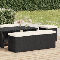 vidaXL Hockerbank mit Sitzkissen Schwarz 110x30x40 cm Poly Rattan