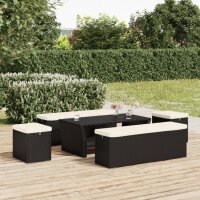 vidaXL Hockerbank mit Sitzkissen Schwarz 110x30x40 cm Poly Rattan